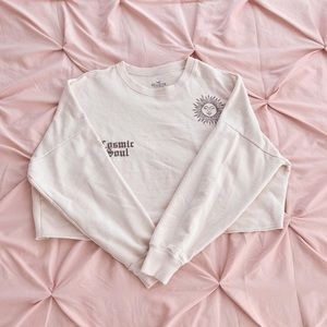Pink cream cosmic soul long sleeved crop top